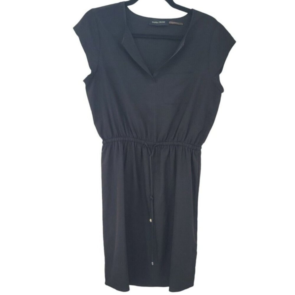 Ivanka Trump Little Black Dress Tie Waist Womens Size 2 Mid Length Drop Waist - Picture 3 of 6